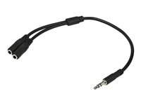 StarTech.com Slim stereosplitterkabel - 3,5 mm hane till 2x 3,5 mm hona - Ljudsplitter - mini-phone stereo 3.5 mm hane till mini-phone stereo 3.5 mm hona - 20 cm - svart - för P/N: MU15MMS, MU6MMS MUY1MFFS