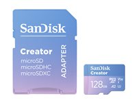 SanDisk Creator - Flash-minneskort (microSDXC till SD-adapter inkluderad) - 128 GB - A2 / Video Class V30 / UHS-I U3 - mikroSDXC UHS-I SDSQXAA-128G-GN6MS