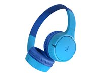 Belkin SoundForm Mini - Hörlurar med mikrofon - på örat - Bluetooth - trådlös, kabelansluten - 3,5 mm kontakt - blå AUD002BTBLV3