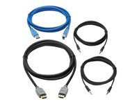Eaton Tripp Lite Series HDMI KVM Cable Kit for Tripp Lite B005-HUA2-K and B005-HUA4 KVM, 4K HDMI, USB 3.1 Gen 1, 3.5 mm, 10 ft. - Video/ljud/datakabelsats - 3 m - svart, blå, grå - stöd för 4K P785-HKIT10