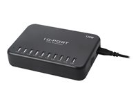 Insmat - Strömadapter - 120 Watt - 2.4 A - 10 utdatakontakter (10 x 4-stifts USB typ A) - svart 530-9120