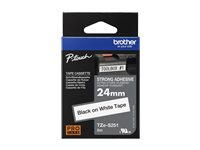 Brother TZe-S251 - Extrastark häftning - svart på vitt - Rulle ( 2,4 cm x 8 m) 1 kassett(er) bandlaminat - för P-Touch PT-2470, 3600, D800, E550, H500; P-Touch Cube PT-P910; P-Touch Cube Plus PT-P710 TZES251