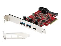 StarTech.com 5-ports USB PCIe-kort - 10 Gbps USB 3.1 Gen 2 PCIe-kort med 1x USB-C och 2x USB-A - 1x 2-ports IDC (intern 5 Gbps USB-expansion) - USB C PCI Express-kontrollerkort - USB-adapter - PCIe 3.0 x4 - USB-C 3.1 Gen 2 x 2 + USB-C 3.2 Gen 2 x 1 - röd PEXUSB312A1C1H
