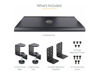 StarTech.com Under-Desk Keyboard Tray, Clamp-on Keyboard Holder, Supports up to 12kg (26.5lb), Sliding Keyboard and Mouse Drawer with C-Clamps, Height Adjustable Keyboard Tray - Black - Ergonomic Keyboard Tray (KEYBOARD-TRAY-CLAMP1) - Tangentbordsfack - kan monteras under bord - svart KEYBOARD-TRAY-CLAMP1